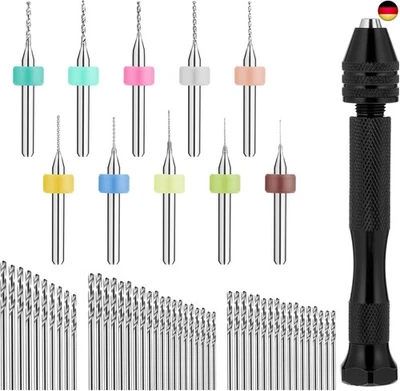 SYNHHERGYX 59 Stück Handbohrer Mini Bohrmaschine Pin Vise Handbohr mit 48 Spiralbohrer