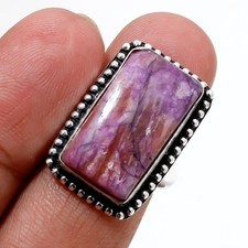 Russian Charoite Cushion Shape Gemstone Ring Handmade Jewelry 8.50" MXR 6120