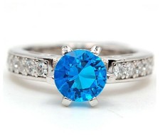 3CT Blue Topaz  Topaz 925 Solid Sterling Silver Ring Jewelry Sz 6 NB2-4