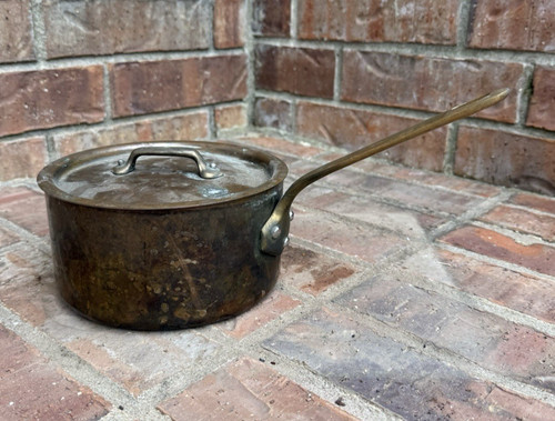 Vintage Marketplace Copper Saucepan MADE IN FRANCE Brass Handle 2lbs 11oz 6.25"