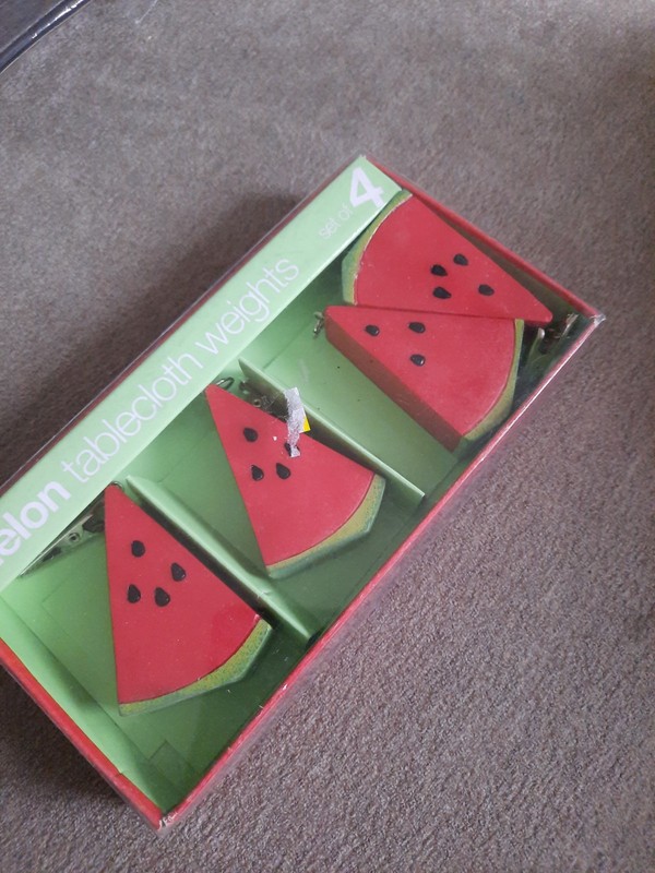Watermelon wedge tablecloth weights