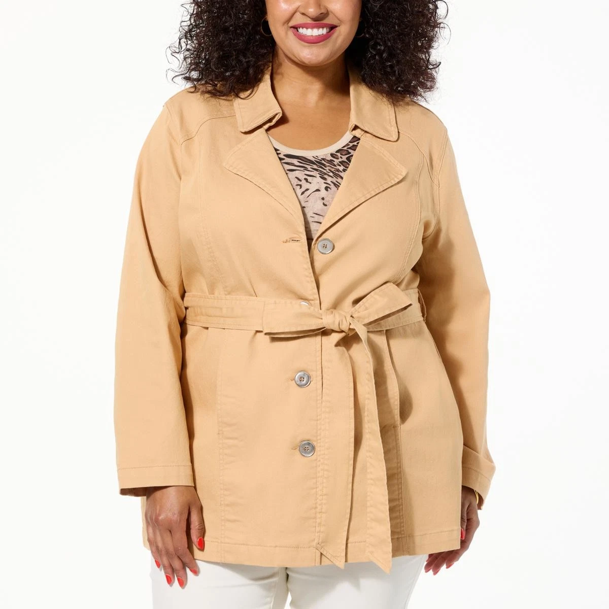 DG2 by Diane Gilman New Classic Stretch Denim City Jacket Khaki XL New