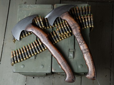 #ad Set of 2 CUSTOM HANDMADE 15quot; REPLICA WINKLER RnD Tomahawk HUNTING THROWING AXE $220.00