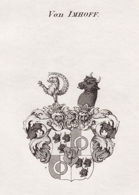1820 Imhoff Imhof Wappen Adel coat of arms heraldry Heraldik Kupferstich