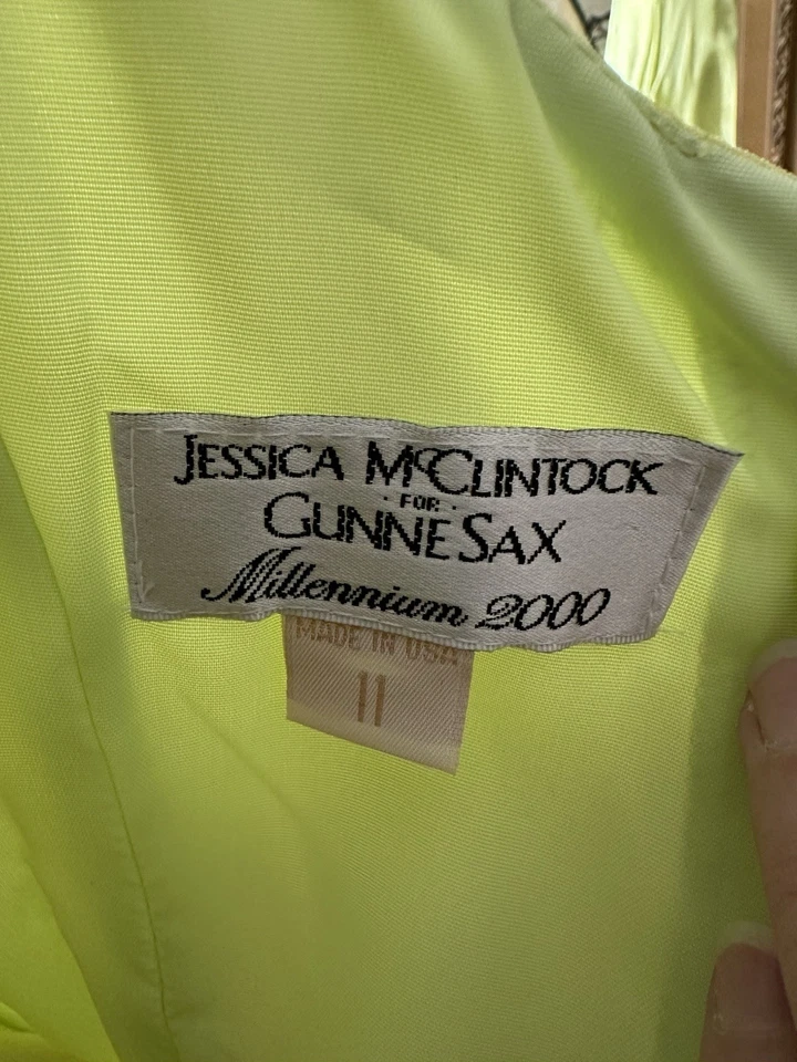 Jessica McClintock Gunne Sax Vintage Y2K Chartreuse Ball Gown Fairy Size 11 NWT - Image 2 of 4