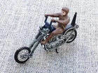 HOT WHEELS RED LINE RRRUMBERS MOTORCYCLE BLUE w BROWN DRIVER EXCELLENT