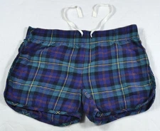 Gap Body Women's multi-color Blue/Green Plaid Flannel Shorts w/drawstring Size S