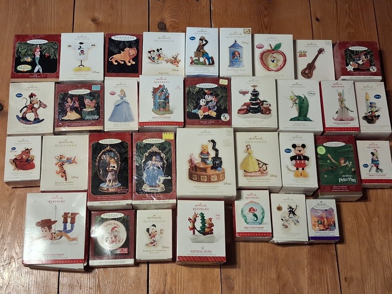 34 Disney Hallmark Keepsake  Ornaments.  Mickeys,  Princess,  Poo, +