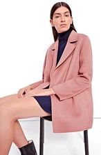 Theory M Sileena Womens Coat Dark Rose Pink Winsome 2 Wool Cashmere Jacket $595