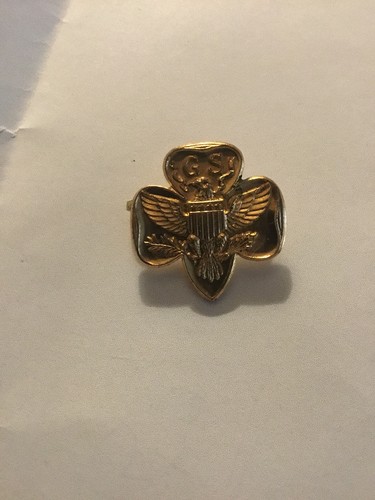 女童子军徽章别针回来黄金鹰盾翻领老式trifoil Ebay