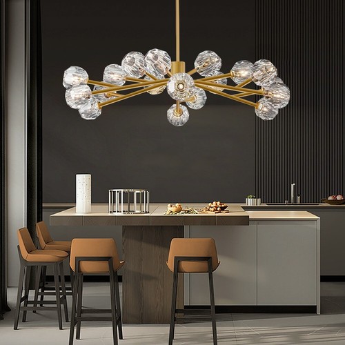 Modern Crystal Flush Mount Ceiling Light Sputnik LED Chandelier Pendant Fixture - Picture 25 of 37