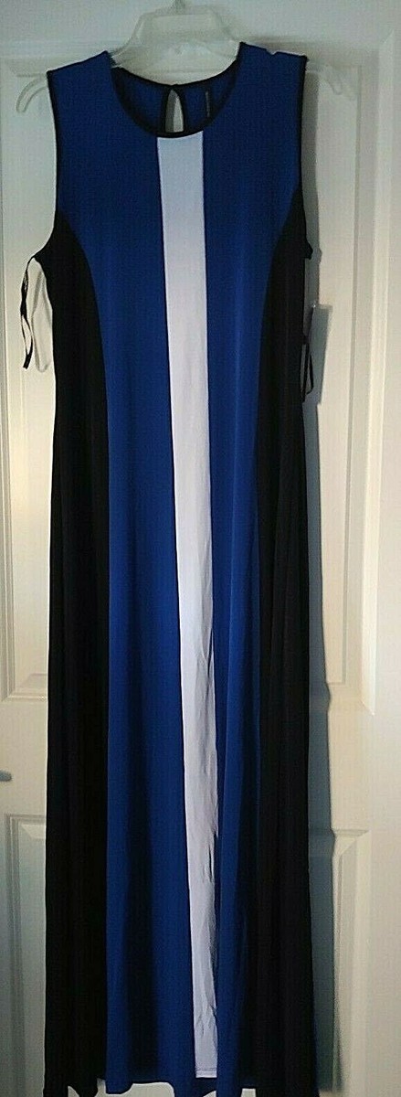 blue and black color block dress Adrianna Papell Colorblocked Tuxedo Mikado Gown
