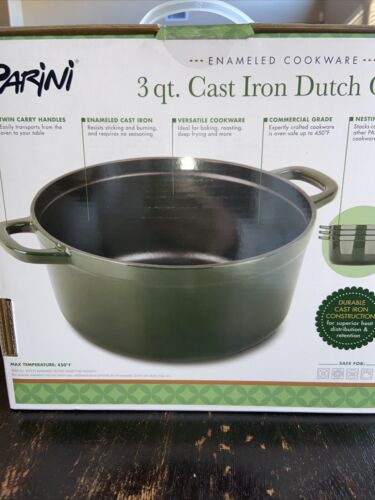 Parini 3 Qt. Cast Iron Dutch Oven Enameled Cookware Non-Stick New in Box - Picture 3 of 6