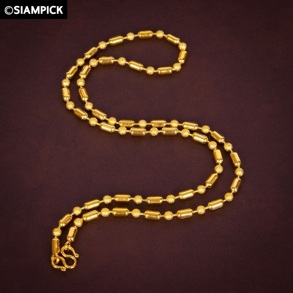 18” Thai Gold Jewelry 22K 23K 24K Gold Necklace Women Baht Gold Chain  Birthday