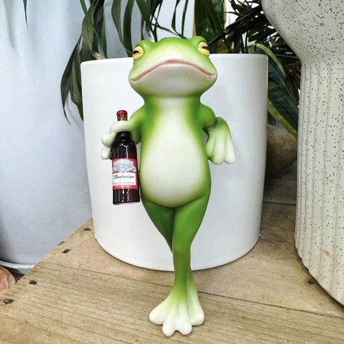 Funny Drinking Frog Statue Flower Pot Hugger Resin Hanging Frog Ornaments Decor - Bild 14 von 20