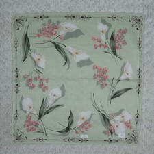 N195 ELEGANCE Green Flower Cotton Scarf Scarves Pocket Square 22.5" X 22.5"