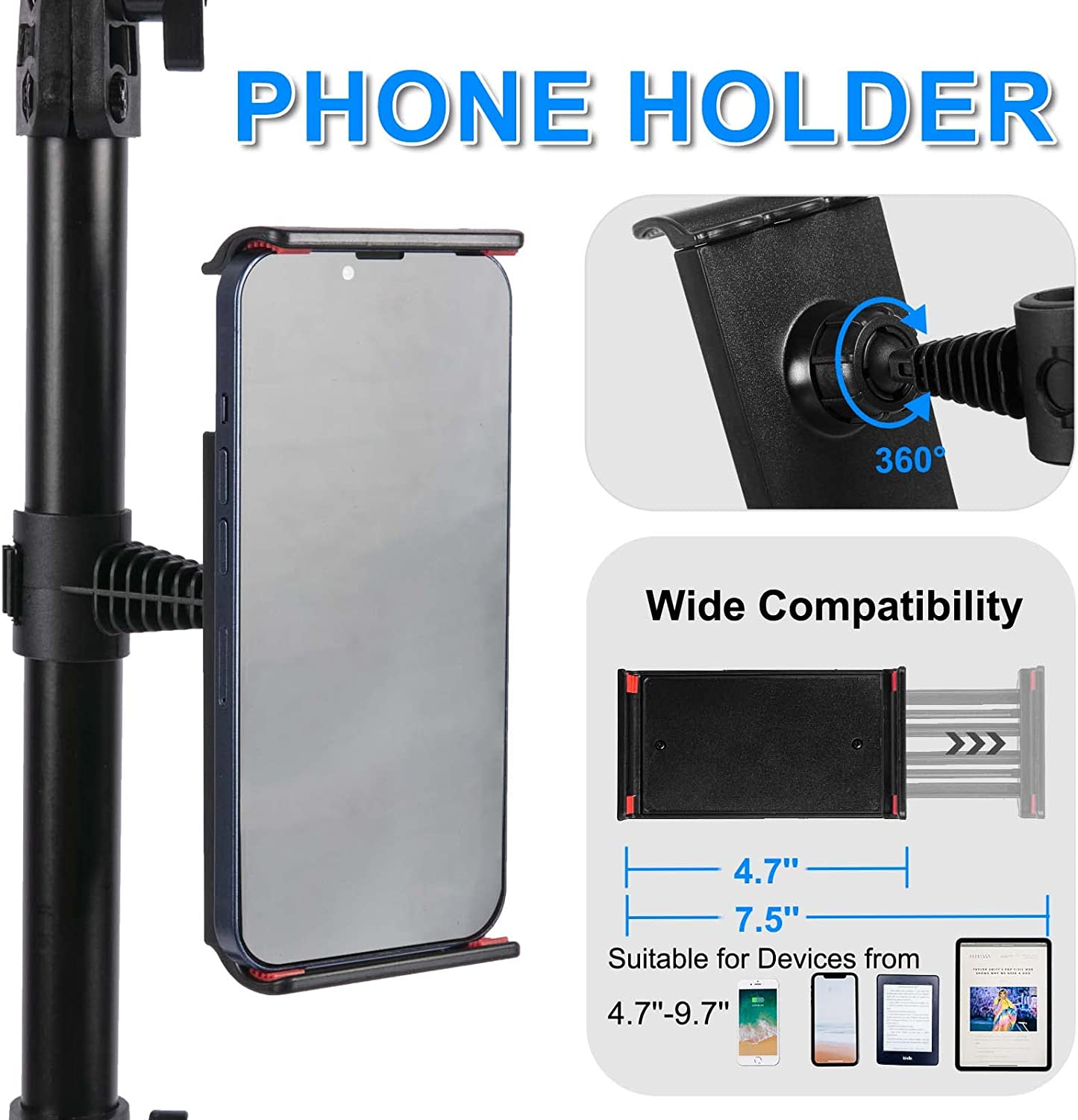 70Inch Music Stand with Light & Phone Holder Metal Sheet Music Stand eBay