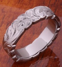6mm hawaiian scroll plumeria cut out ring