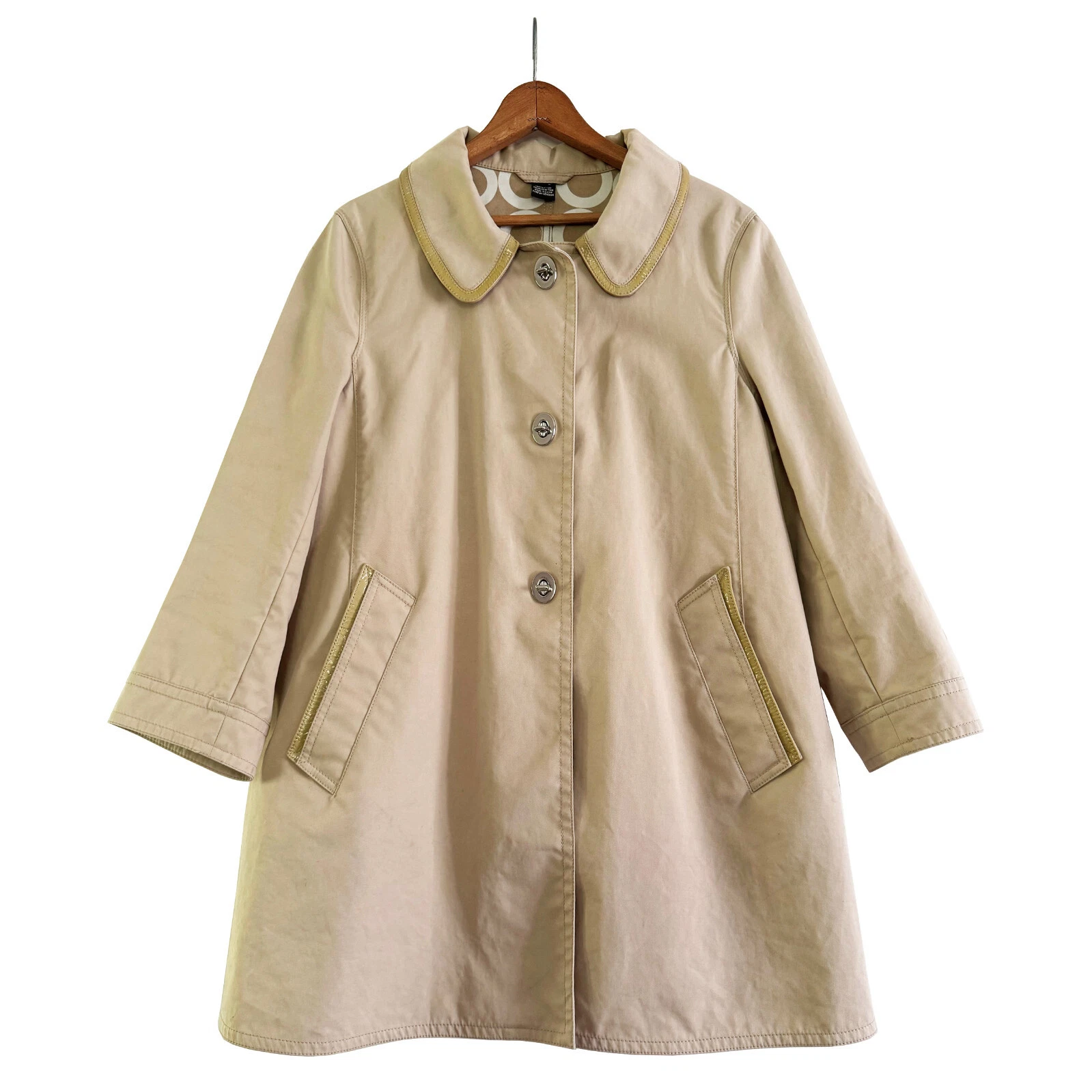 COACH Trench Impermeabile Bonnie Cashin Ispirato Cintura Turnlock Logo Cotone Tan 12