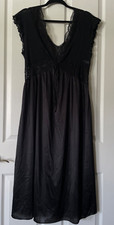 CACHERT sexy V-neck sleeveless lacy soft silky nylon long black evening gown M
