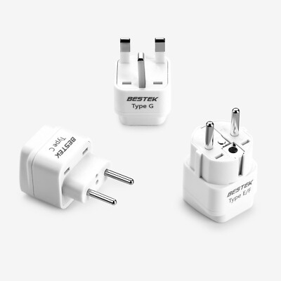 BESTEK European Travel Plug Adapter Set, Grounded Universal Power Plug Adapter