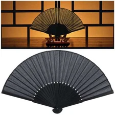 Folding Fan Chinese Style Hand Held Folding Fan Foldable Fan Large Black Fan