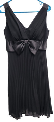 VTG Boston Proper Womens Babydoll Cocktail Dress Small Black Pleated Sleeveless