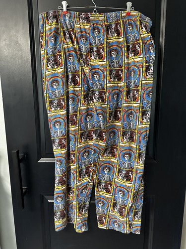 Grateful Dead Lounge/Pajama Pants Alton Kelly Skeletons Roses Vintage Dead Head - Picture 5 of 10