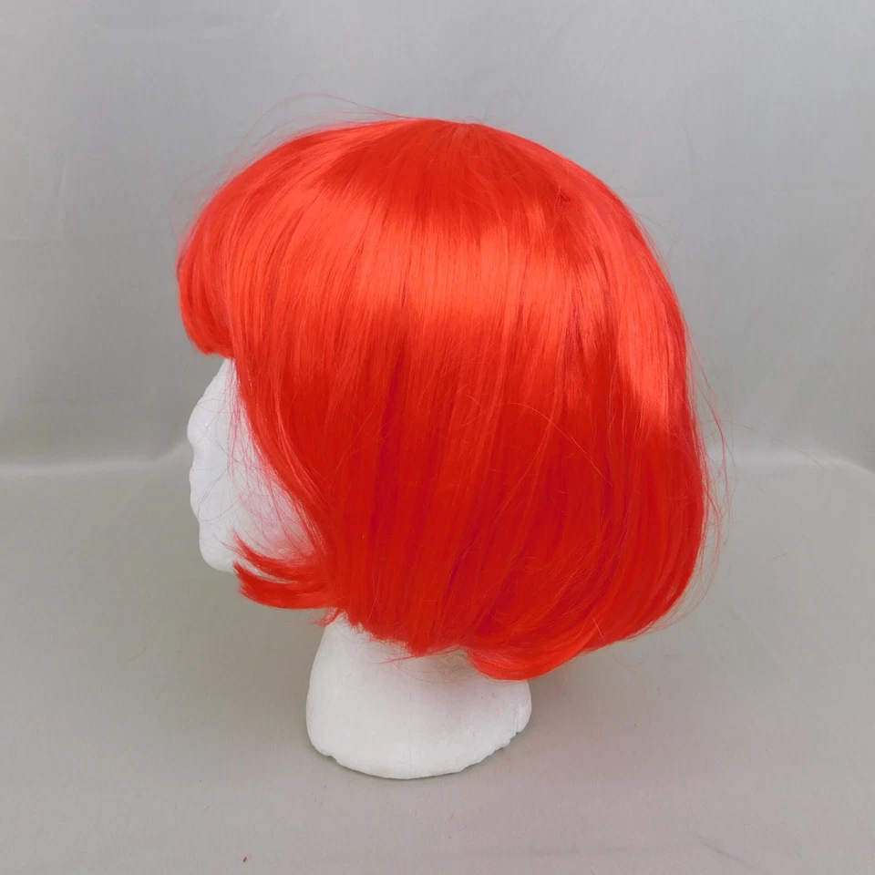 Peluca de pelo corto liso Lulu Bob con flequillo Halloween Juegos con disfraces Rojo brillante #6493 Foto 3 de 4