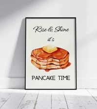 Printable Pancake Print Wall Poster, Rise and Shine, Retro Kitchen Wall Decor