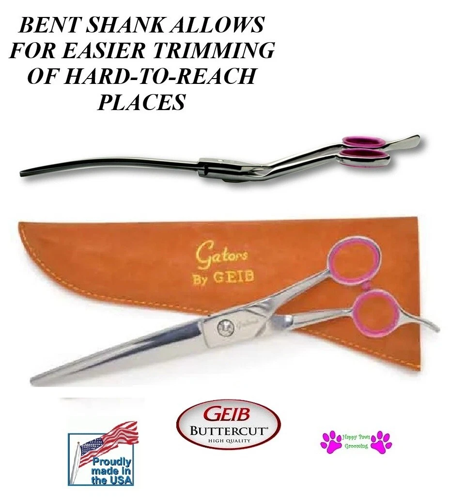 Geib Buttercut Gator Bent Shank CURVED Pet PRO Grooming 7 1/2" Shears Scissors