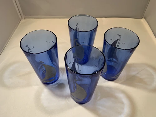 Depression Glass “Sailboat” 10 1/2oz. Ice Tea Tumbler