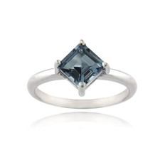 925 Silver Square London Blue Topaz Diamond Shape Ring