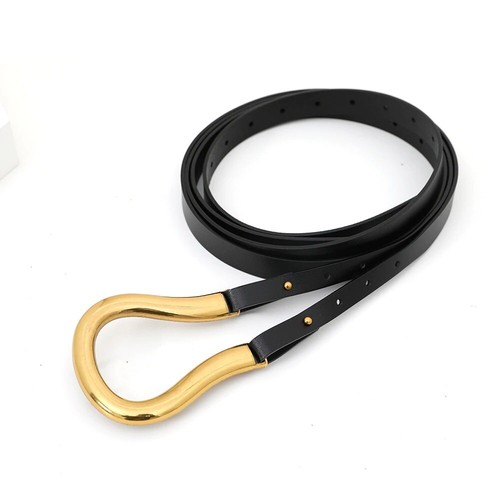 Soft Faux Leather Belts For Women Big Alloy Buckle Thin Double Layer Waistbands - Picture 7 of 18
