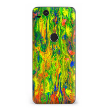 Google Pixel 2 Skins Decal Wrap green trippy color mix psychedelic