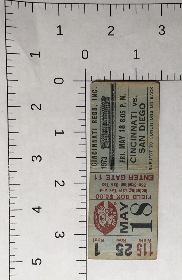 Reds Padres Ticket San Diego Cincinnati vs Stub 1973 May 18 Rose Morgan ...