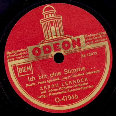 ZARAH LEANDER Ich bin eine Stimme / Du bist genau wie... Schellackplatte S7890