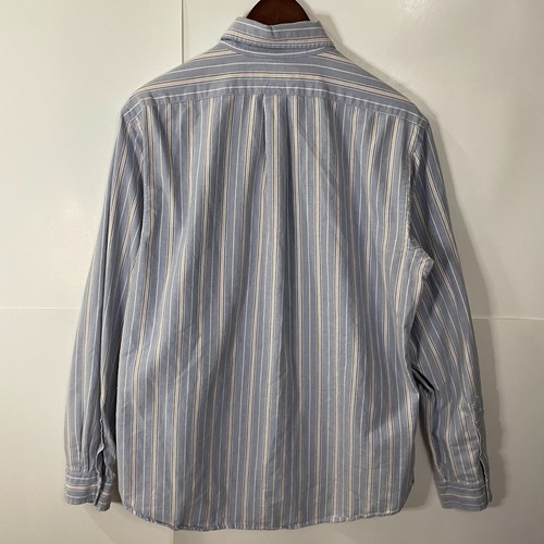 Ralph Lauren Polo Shirt Large Blue Pink Stripe Brown Pony Button Up Cotton Mens - Picture 6 of 11
