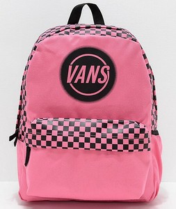 pink checkered backpack vans