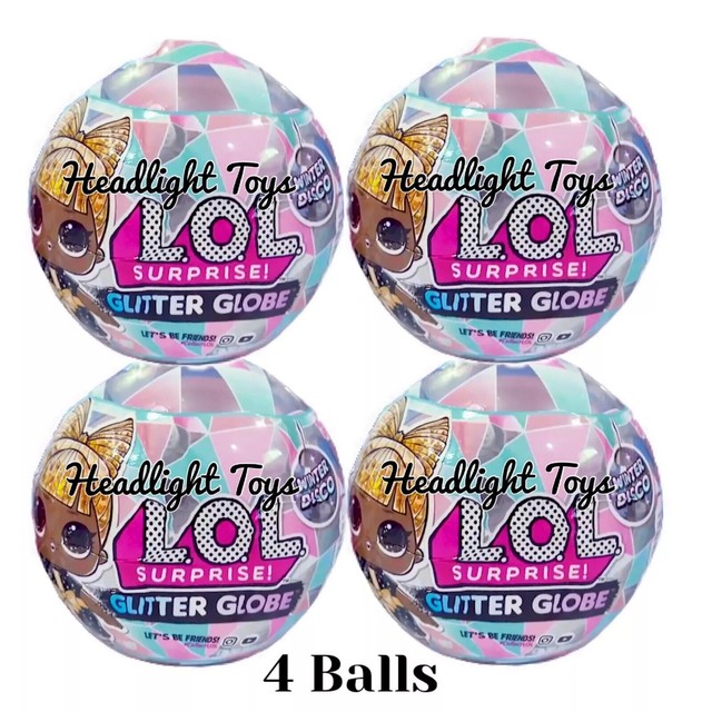 4 LOL Surprise Dolls Winter Disco Series Glitter Globe Balls Holiday