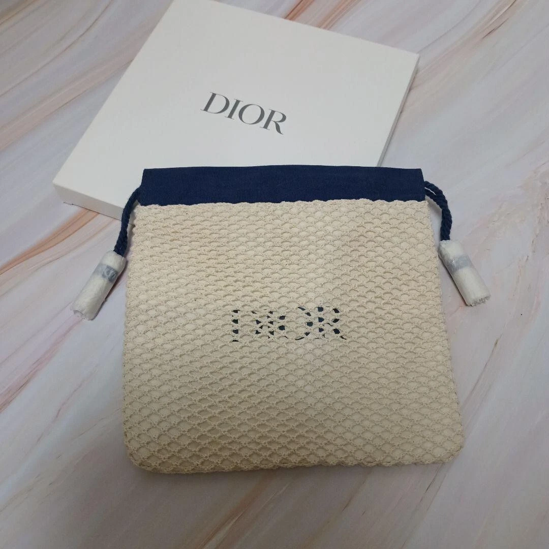 Christian Dior Beauty Mesh drawstring pouch Novelty Makeup Bag gift 20cm x  20cm