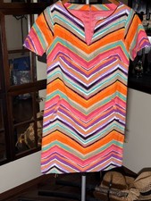 Trina Turk Printed Multicolor Knee Length Short Sleeve Dress 99% Cotton Size 6
