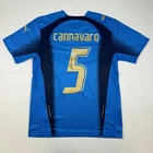Autographed/Signed Fabio Cannavaro Italy Blue Soccer Futbol Jersey BAS COA