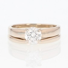 .70ct Round Cut Diamond Solitaire Wedding Set Rings 14k White Gold Size 5.25