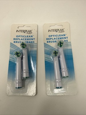 Interplak Conair Opticlean Replacement Brush Heads 4 Total Heads New Color Coded