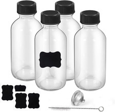 2Oz 4-Pack Small Clear Glass Bottles with Lids, Travel Bottle for Liquids 60Ml