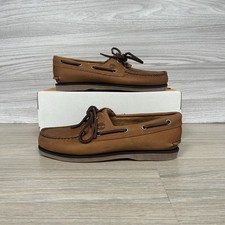 Image of Timberland Boat Shoes Size 6.5 Wheat Full Grain Brown New Men's Holiday Slip On