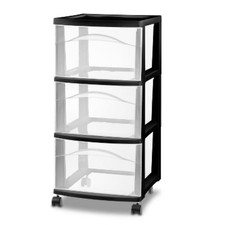 3 Drawer Medium Cart: Plastic Storage Drawers, Portable Utility with Casters