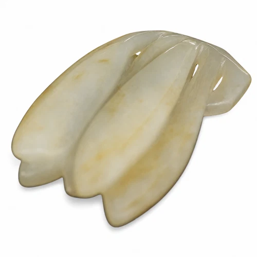 Chinese White Jade Pendant Cicada Leaf Carving 7cm Nephrite Oriental Very Rare