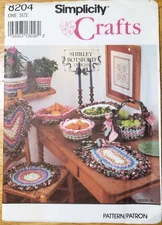 Simplcity Crafts Retro 90's  Crochet Rag Rug Style Baskets Seat Cushions + more